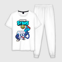 Пижама хлопковая мужская BRAWL STARS 8-BIT, цвет: белый