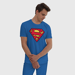 Пижама хлопковая мужская Superman logo цвета синий — фото 2