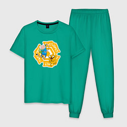 Пижама хлопковая мужская Awesome Adventure Time, цвет: зеленый