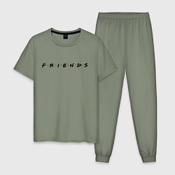 Пижама хлопковая мужская Logo Friends, цвет: авокадо