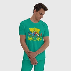 Пижама хлопковая мужская Super Friends, Justice League, цвет: зеленый — фото 2