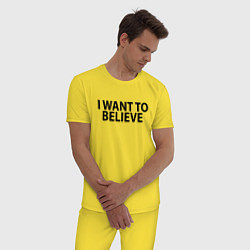 Пижама хлопковая мужская I WANT TO BELIEVE, цвет: желтый — фото 2