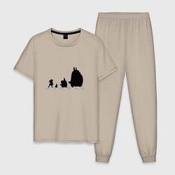 Пижама хлопковая мужская Totoro Beatles, цвет: миндальный