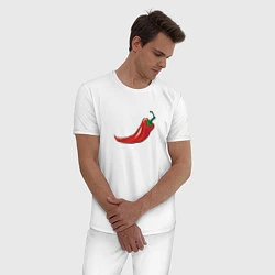 Пижама хлопковая мужская Перец Чили, цвет: белый — фото 2