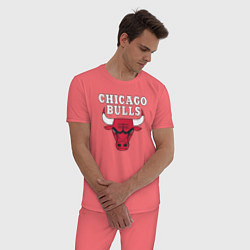 Пижама хлопковая мужская CHICAGO BULLS, цвет: коралловый — фото 2