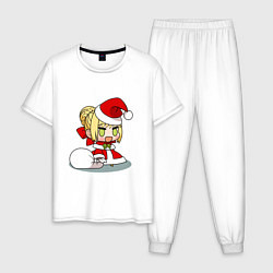 Пижама хлопковая мужская Padoru Padoru мем, цвет: белый