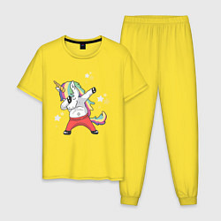 Пижама хлопковая мужская Единорог, цвет: желтый