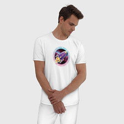 Пижама хлопковая мужская SPACE ROCKET, цвет: белый — фото 2