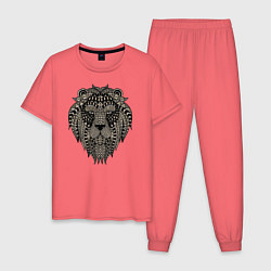 Пижама хлопковая мужская Metallized Lion цвета коралловый — фото 1