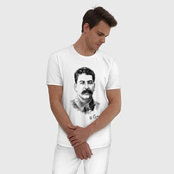 Пижама хлопковая мужская Товарищ Сталин, цвет: белый — фото 2