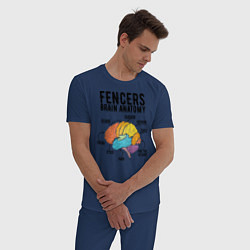 Пижама хлопковая мужская Fences Brain Anatomy, цвет: тёмно-синий — фото 2