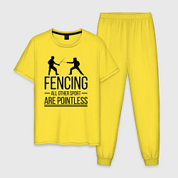 Пижама хлопковая мужская Fencing, цвет: желтый