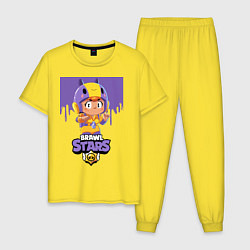 Пижама хлопковая мужская BRAWL STARS BEA, цвет: желтый