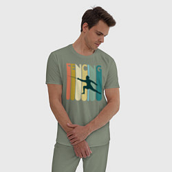 Пижама хлопковая мужская Fencing, цвет: авокадо — фото 2