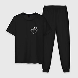 Пижама хлопковая мужская Дьявол и сердце цвета черный — фото 1
