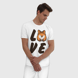 Пижама хлопковая мужская Love Corgi, цвет: белый — фото 2