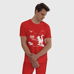 Пижама хлопковая мужская No Internet Connection, цвет: красный — фото 2