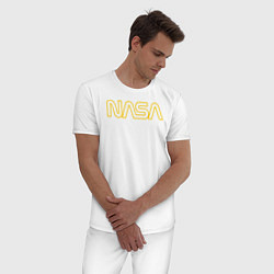 Пижама хлопковая мужская NASA Vision Mission and Core Values на спине, цвет: белый — фото 2