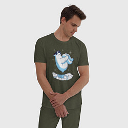 Пижама хлопковая мужская Полярный Медведь цвета меланж-хаки — фото 2