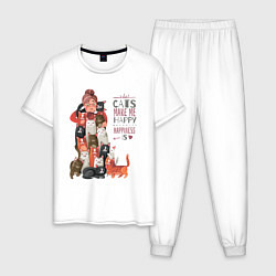 Мужская пижама Кошки делают меня счастливее