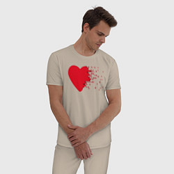Пижама хлопковая мужская Сердце, цвет: миндальный — фото 2
