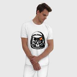 Пижама хлопковая мужская Space Cat, цвет: белый — фото 2