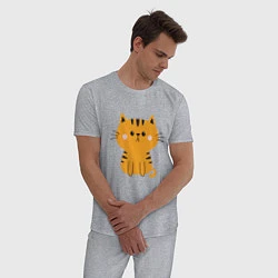 Пижама хлопковая мужская Кошечка, цвет: меланж — фото 2
