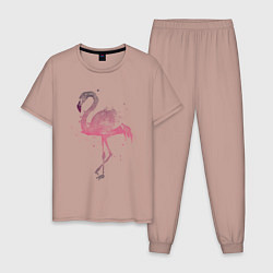 Пижама хлопковая мужская Flamingo, цвет: пыльно-розовый