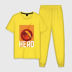 Пижама хлопковая мужская HERO, цвет: желтый