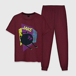 Пижама хлопковая мужская JAKE, цвет: меланж-бордовый