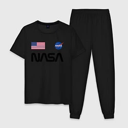 Пижама хлопковая мужская NASA НАСА, цвет: черный