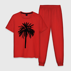 Пижама хлопковая мужская Тропики, цвет: красный