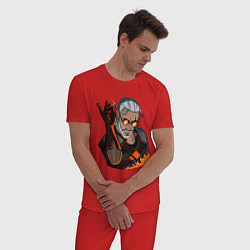 Пижама хлопковая мужская Ведьмак, цвет: красный — фото 2