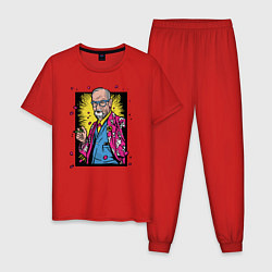 Пижама хлопковая мужская Зигмунд Фрейд, цвет: красный