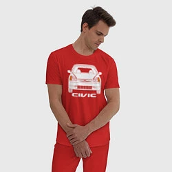 Пижама хлопковая мужская Honda Civic EP 7gen, цвет: красный — фото 2