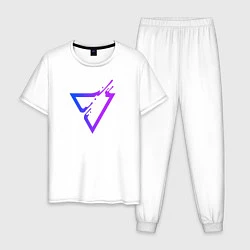Пижама хлопковая мужская Liquid Triangle, цвет: белый
