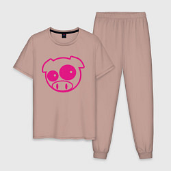 Пижама хлопковая мужская Subaru Power Pig, цвет: пыльно-розовый