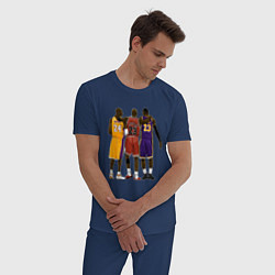 Пижама хлопковая мужская Kobe, Michael, LeBron цвета тёмно-синий — фото 2