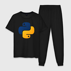 Пижама хлопковая мужская Python, цвет: черный
