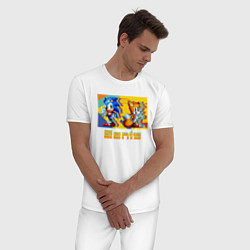 Пижама хлопковая мужская Sonic mania 8-бит, цвет: белый — фото 2