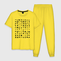 Пижама хлопковая мужская Путешественник вне рамок81, цвет: желтый