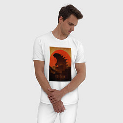 Пижама хлопковая мужская Godzilla and red sun, цвет: белый — фото 2