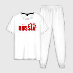 Пижама хлопковая мужская Russia, цвет: белый