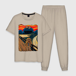 Пижама хлопковая мужская КОРЖИК КРИК, цвет: миндальный