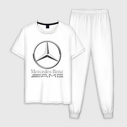 Пижама хлопковая мужская MERCEDES-BENZ AMG, цвет: белый