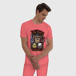 Пижама хлопковая мужская FIVE NIGHTS AT FREDDYS, цвет: коралловый — фото 2