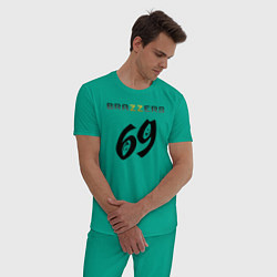 Пижама хлопковая мужская Brazzers 69, цвет: зеленый — фото 2