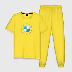 Пижама хлопковая мужская BMW LOGO 2020, цвет: желтый