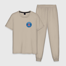Пижама хлопковая мужская PSG, цвет: миндальный