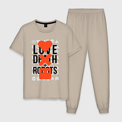 Пижама хлопковая мужская LOVE DEATH ROBOTS LDR, цвет: миндальный
